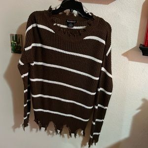 Brown and white striped shirt, Medium